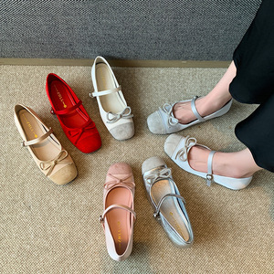 Zapatos Mary Jane para Mujer con Plataforma, Punta Cuadrada, Casuales, Rojos, Talla Grande 43, Hebilla de una Pieza, Color Sólido - Product Image 3