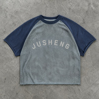 Fournisseur de T-shirts à Impression Graphique Personnalisée, Fabricant de T-shirts Streetwear Oversize à Coupe Boxy avec Manches Colorblock et Effet Délavé