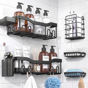 Organizador de Baño de Hierro para Montar en la Pared, Sin Taladro, Soporte para Cepillos de Dientes, para Almacenamiento de Artículos de Baño, Uso Doméstico - Product Image 1
