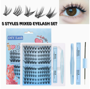 Kit d'extension de cils en grappe DIY Aesphylash avec colle, scellant, pince à épiler, faux cils mats en vison synthétique, naturels, doux, sans cruauté animale, logo personnalisé - Product Image 4