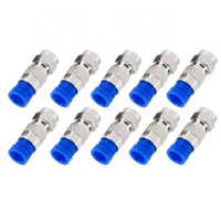 Conectores de Compresión Tipo F RG6, Adaptador de Cable Coaxial, Conectores de Compresión Tipo F para Televisión por Satélite y por Cable