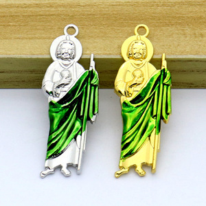 Llavero de San Judas con Esmalte Verde, Santo Patrón Católico de los Casos Desesperados, Regalo de Protección Religiosa - Product Image 3