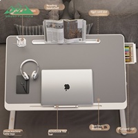 Bureau d'ordinateur portable pliable Wayon en MDF à hauteur réglable avec tiroir de rangement, fente pour tablette et porte-stylo pour le bureau à domicile