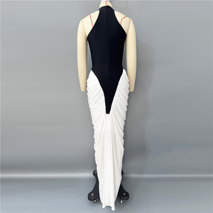 Elegante <span class=keywords><strong>abito</strong></span> bianco e <span class=keywords><strong>nero</strong></span> Patchwork <span class=keywords><strong>abito</strong></span> Sexy senza maniche <span class=keywords><strong>abito</strong></span> <span class=keywords><strong>da</strong></span> <span class=keywords><strong>sera</strong></span> con stile aderente <span class=keywords><strong>da</strong></span> donna <span class=keywords><strong>abito</strong></span> a pieghe <span class=keywords><strong>lungo</strong></span> <span class=keywords><strong>da</strong></span> festa - Product Image 3