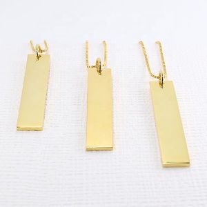 Khắc Tên Biểu Tượng Thương Hiệu Dọc Thanh Trống Mặt Dây Chuyền Tùy Chỉnh 18K PVD Mạ Lớp Trang Sức Dây Chuyền Thép Không Gỉ Vàng - Product Image 4