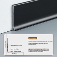Papan Skirting Aluminium Alloy Tebal Model Klip Logam Trendy untuk Hotel, Baseboard 6cm Minimalis dengan Pemasangan Snap-in