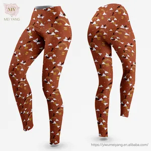 Einfarbige Leggings nach Maß 92% Polyester 8% Elasthan Gebürstet 230GSM Digital bedruckte Damen gamaschen mit Dreiecks tasche