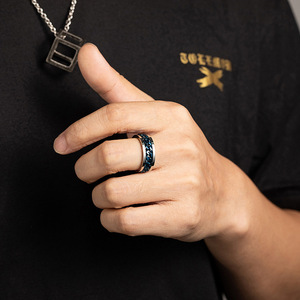 Men's Chain Pattern Titanium Steel <b>Ring</b> Steel Color Gift Jewelry - Product Image 3