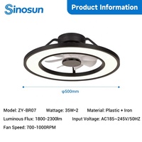 Produit phare, acceptation OEM/ODM, ventilateur de plafond moderne pour chambre à coucher, 20 pouces, faible bruit, moteur DC, télécommande, éclairage LED