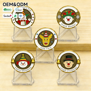 Pièce de défi en métal personnalisée, ronde, en métal électroplaqué, avec motif Clown <span class=keywords><strong>Joker</strong></span> gravé à la presse, émail brillant, sur le thème de la fête du Poisson d'avril - Product Image 5