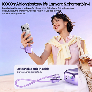 REMAX MH158-B Power Bank Mini da 10000mAh, Ricarica Rapida 22W, Cavo Integrato con Cordino, Caricabatterie Portatile all'Ingrosso - Product Image 6