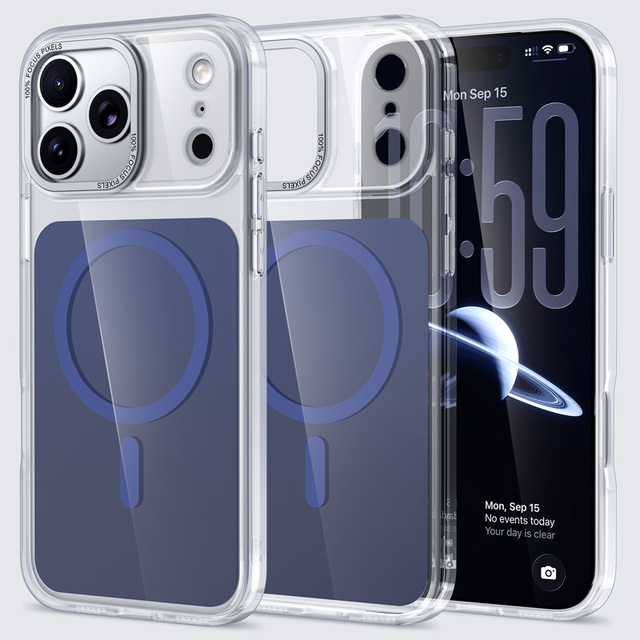Magnetic Clear Case for iPhone 18 17 16 Pro Max  High Transparency Acrylic with Metal Camera Frame Full-Body Drop Protection
