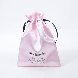 Bolsas de Satén para Regalos de Boda, Económicas, con MOQ Bajo, Bolsas de Embalaje de Lujo con Logotipo Personalizado para Cosméticos y Cabello, Bolsas Rosas con Cordón - Product Image 2