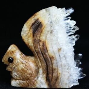 Vente en gros de sculptures en cristal, grappe de quartz naturel transparent, écureuil mignon, décoration, cadeau - Product Image 3