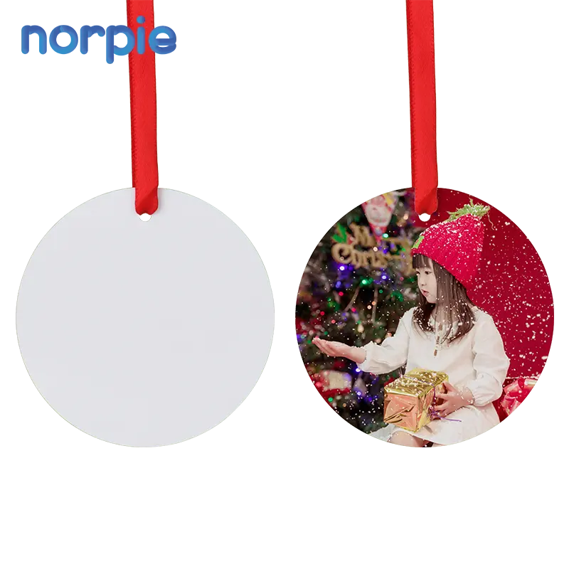 2023 New Style Aluminum Metal Christmas Tree Ornaments Double sided Blank Sublimation Christmas Hanging Ornaments for Decorate