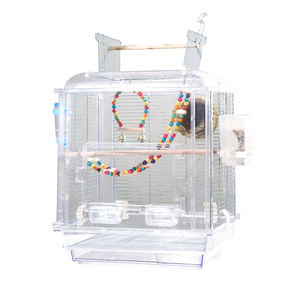 Clear Hanging <span class=keywords><strong>Bird</strong></span> House cage canaris parrot con vassoio nido di alimentazione per la casa Pet <span class=keywords><strong>Shop</strong></span> gabbia per uccelli in plastica acrilica - Product Image 6
