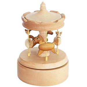 Lifting Carousel Decoration Birthday Present Gift Wooden Wedding Music Box Castle Toy Travel Gift