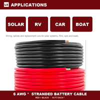 Câble de soudure 6 AWG, fil torsadé, 3 m rouge, 3 m noir, isolé en caoutchouc, pour applications solaires, VR, voitures, bateaux