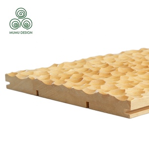 Panneau mural rainuré rond en bois <span class=keywords><strong>massif</strong></span> MUMU Wainscot, couverture intérieure pleine fréquence, pour décoration intérieure - Product Image 3