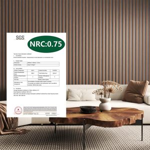 現代的なMDFスラット吸音壁パネル 3D溝付き吸音材 NRC 80% 耐火性 18mm厚 グラフィックデザイン リビングルーム ホテル向け - Product Image 2
