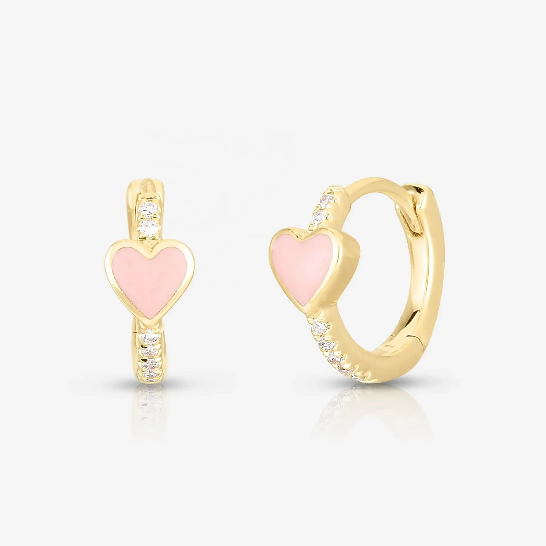 LOZRUNVE Fashion Amazon Product Custom Gold Enamel Heart Huggie Hoop Earring Jewelry