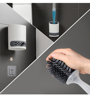 Masthome Nouveau distributeur de savon de toilette et brosse de nettoyage WC en silicone TPR