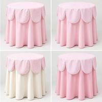Nappe ronde à rayures festonnées pour table, décoration de table, convient aux tables rondes de 60/70/80/90 cm pour baby shower et événements