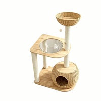 PAIPET Arbre à chat multi-niveaux style japonais durable en osier, avec capsule spatiale en acrylique, gamelle, poteaux en sisal et grotte, vente en gros, personnalisable
