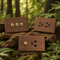 Prise murale américaine en bois de noyer massif avec interrupteur, prise USB Type C, panneau rétro en laiton à 1/2/3 postes pour les États-Unis, le Mexique et la Thaïlande