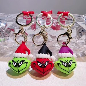 Vente chaude <span class=keywords><strong>de</strong></span> haute qualité 3D PVC dessin animé Grinches <span class=keywords><strong>Grinch</strong></span> mousqueton porte-clés 3D Anime Figure coupe décoration en caoutchouc Durable - Product Image 2