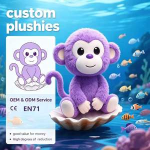 Boneka Monyet Ungu Lembut Desain Khusus, Penjualan Langsung Pabrik, Grosir Boneka Monyet Murah - Product Image 1