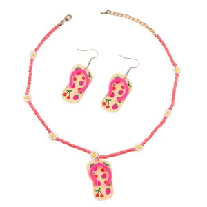 Conjunto de Joyería de Moda para Mujer con Estampado de Dopamina, Collar de Cuentas Acrílicas, Pendientes y Chanclas, Estilo <span class=keywords><strong>Vacaciones</strong></span> <span class=keywords><strong>en</strong></span> la Playa - Product Image 6