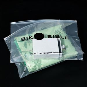 100pcs Clear PE Garment Ziplock <b>Bag</b> T-shirt Packaging Custom Logo Recyclable Slider Frosted Zipper Screen Printed for Clothing - Product Image 1
