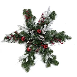 Weihnachts stern kranz 32 "Schneeflocke kranz mit LED-Lichtern batterie betriebene Tannenzapfen Frosted Branches