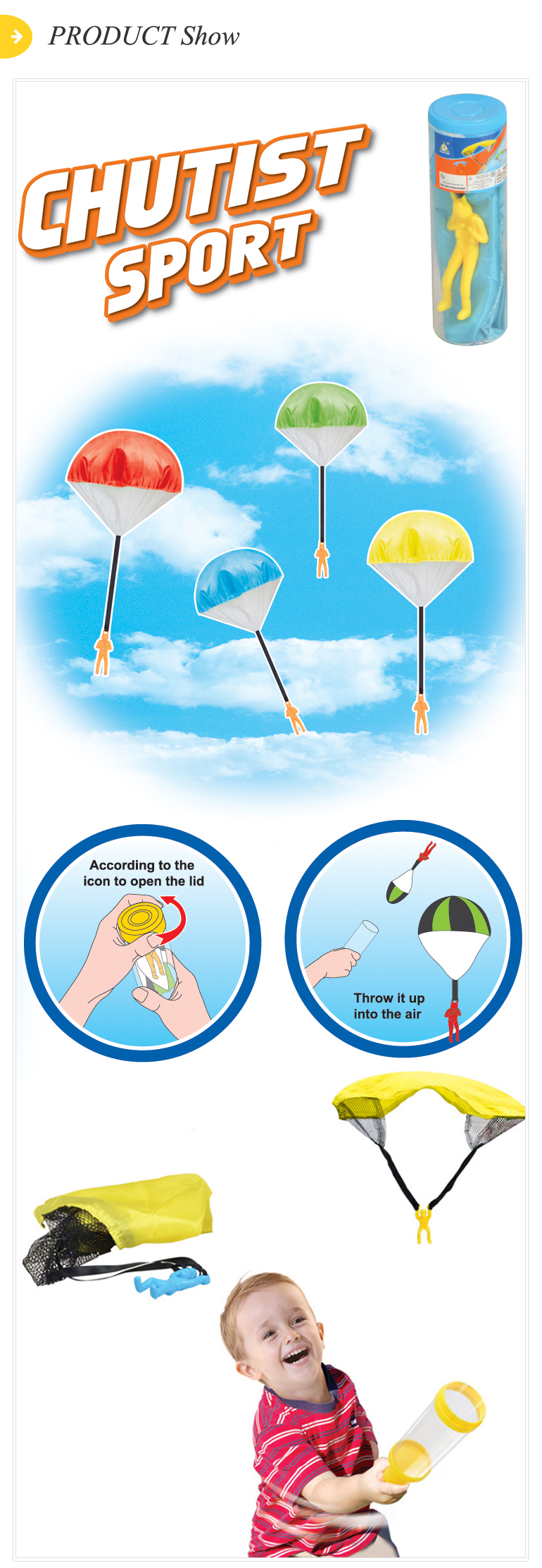 Sport chutist game set 24pcs kids mini toy parachute