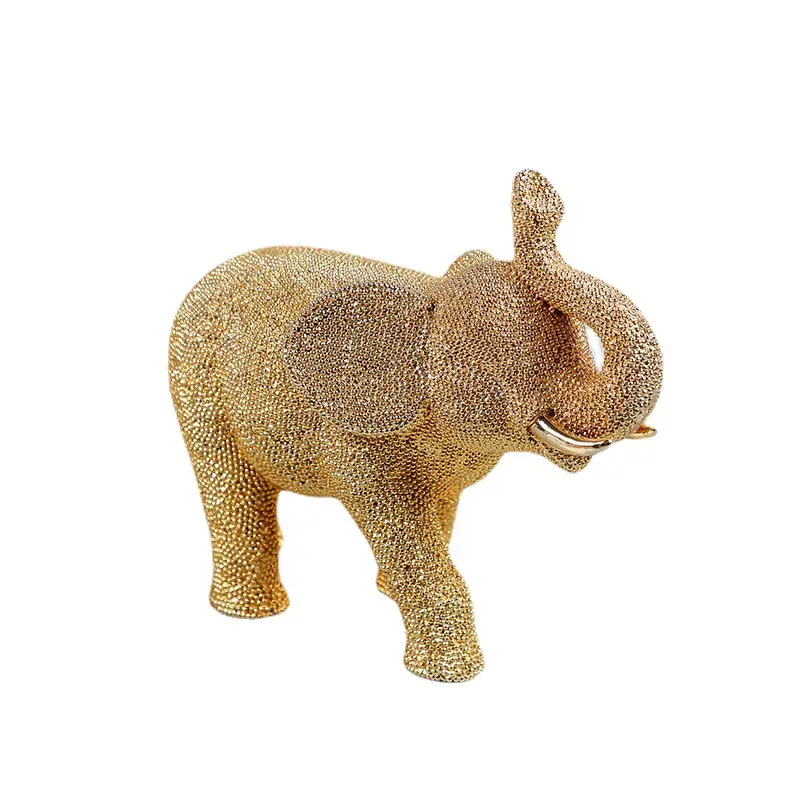 Gold Color Elegant Elephant Statue Wealth Lucky Animal Figurine Home Decor Decoration Ornaments Statues Gifts Set