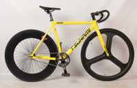 Vélo de route à pignon fixe avec cadre en alliage d'aluminium SNM100, roues à trois rayons en alliage de magnésium, freins à double disque à vitesse unique