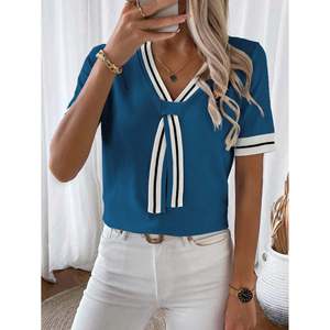 Suéter con Cuello Marinero y Lazo para Mujer, Tejido, Talla XS, Color Albaricoque - Product Image 1