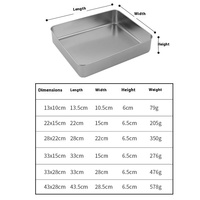 Plat à pâtisserie rectangulaire plat carré en acier inoxydable 304 avec couvercle, plateau, plat à tiramisu, plat en métal jetable doré et argenté