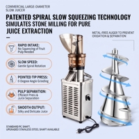 Extracteur de Jus Commercial Polyvalent à Pression à Froid en Acier Inoxydable – Machine à Mastication Lente Professionnelle