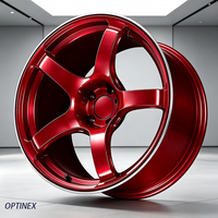 Jantes Concaves Forgées Personnalisées Rouges à 5 Branches 17 18 19 20 21 22 Pouces 5x120 5x114.3 5x112 5x130 pour Voitures Sportives Audi Porsche Corvette