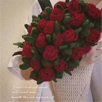 Kit de Matériaux Créatifs pour Couverture DIY en Fil Tressé à la Main, Motifs Rose, Lys, Bouquet de Fleurs de Jasmin, Crochet, Idéal pour Cadeau
