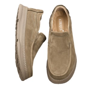 Mocassins en cuir véritable pour hommes, bout rond, à enfiler, semelle souple, semelle intermédiaire en EVA, semelle extérieure en caoutchouc, chaussures décontractées toutes saisons - Product Image 5