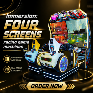 Jeu d'arcade de course commercial à 4 écrans multi-vues, jeu de conduite à monnayeur pour 2 joueurs « Overspeed Racing » avec sièges à mouvement - Product Image 3