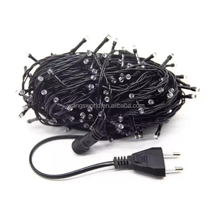 Guirlande lumineuse LED colorée de 20 m, clignotante, connectée mâle-femelle, avec ligne noire, à bulles de cristal, étanche pour extérieur, éclairage routier - Product Image 4