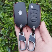 Étui en cuir pour clé de voiture Renault Logan 2 Stepway Sandero Duster 2019 2020, porte-clés, coque de protection, accessoires de voiture