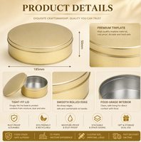 Boîte à biscuits ronde en métal doré personnalisée, conteneur d'emballage en étain doré de qualité alimentaire pour biscuits et gâteaux de rêve