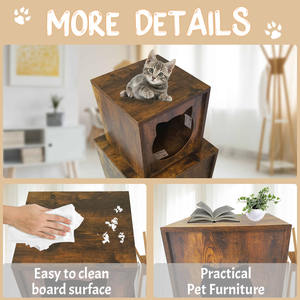 Katı ahşap kapalı Pet evler mobilya oturma odası kediler kafes End masa ahşap kedi evi - Product Image 3