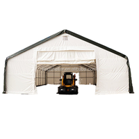 Abri de stockage extérieur simple en métal et PVC 40' x 60' à double treillis, structure en acier, résistant aux vents forts et aux fortes tempêtes de neige toute saison