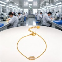 Prêt à expédier – Bracelet en acier inoxydable plaqué or 18 carats, étanche, multifonctionnel, avec pendentif ovale pavé de zircons – Bijoux en gros